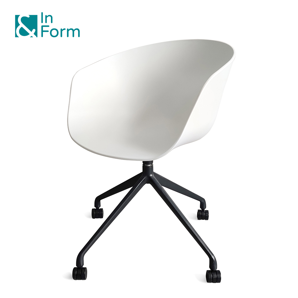 Multi functional Commercial Furniture Nordic Modern Office Meeting Swivel White Plastic ABS PP Tub Office Chair with Wheels