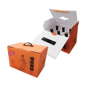 Wholesale Durable Corrugated Color Printed Carton Box Packaging Custom Bottle Divider Box Wine Box Shipping With Handle