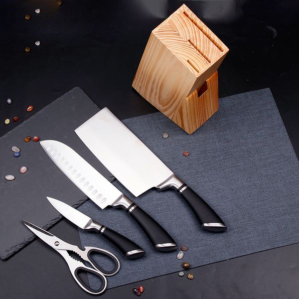 High Quality Black Hollow Stainless Steel Handle Cleaver Chopping Knife Santoku Knife Kitchen Knife Set