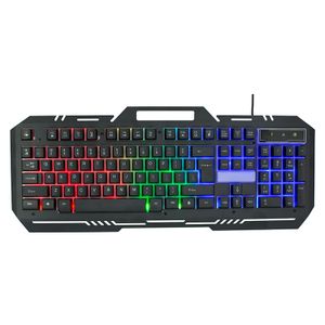 Wired Luminous Keyboard Cool Rainbow Backlight Lighting Keyboard with Phone Hole Gaming Keyboard