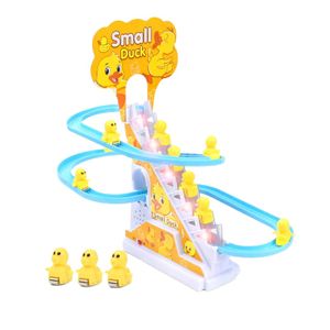 Music Light Rail Car Game Little Small Duckies Electric Climbing Race Rrack Ducks plastic loop track car toy Climb Stairs Toys