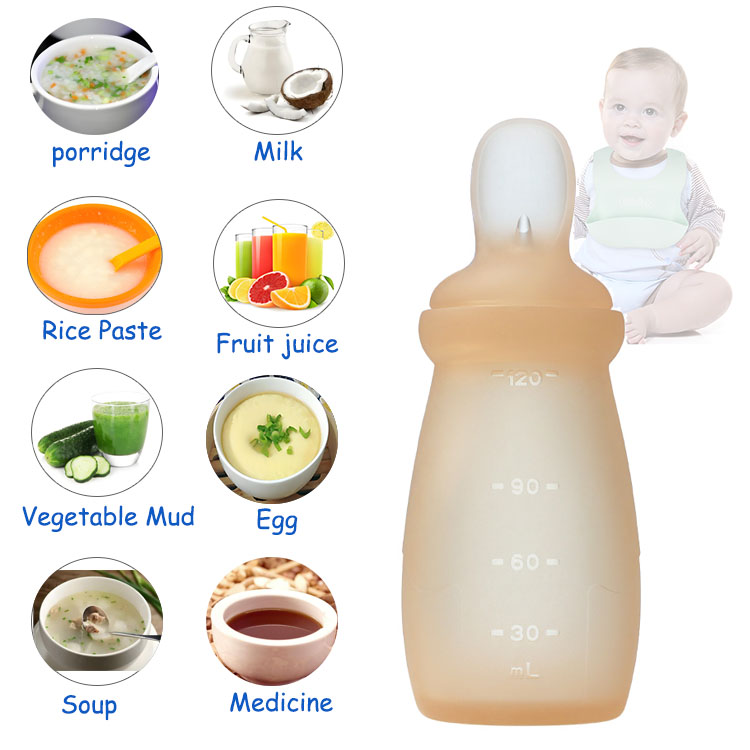 Newsun Silicone Products Co., Ltd Eco Friendly Portable Infant Baby Care Product Pure Silicone Medicine Feeder Baby Spoon Feeder With Dust Lid