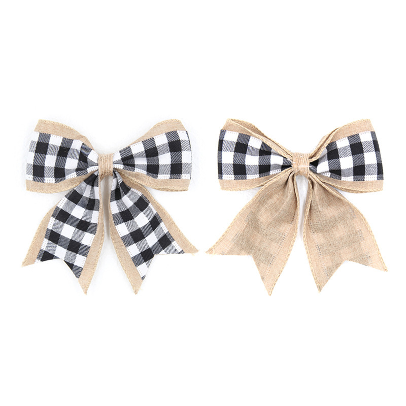 Yiwu Shenghui Crafts Co., Ltd. Manufacturer supplies wire edge imitation linen webbing bow Christmas ornaments gift decoration bow
