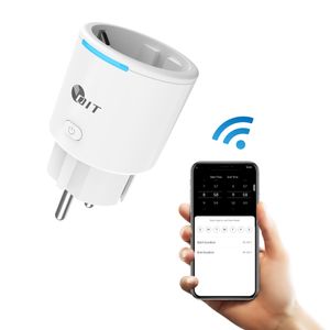 Free Sample 12A EU Custom Smart Plug Alexa Google Home Smart Power Socket 2 Pin Plug Wifi Energy Monitor Timer