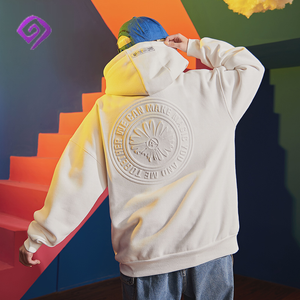 OEM Manufacturer 100% Cotton Men Custom Logo Sweatshirt Heavyweight Unisex Letter Printing 3D Embossed Hoodie