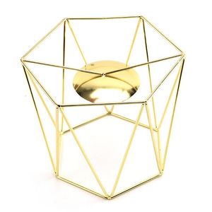 company hot sale metal golden wire iron geometric hanging tealight candle holder for wedding dining and home decoration