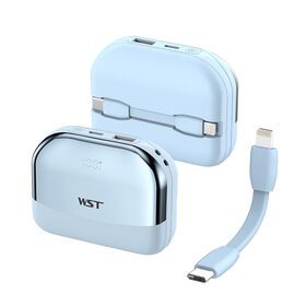 Mini Power Bank 10000mAh 22.5W Fast Charging Small Portable Charger with PD 3.0 USB C Slim Charger bulith in cable for iPhone