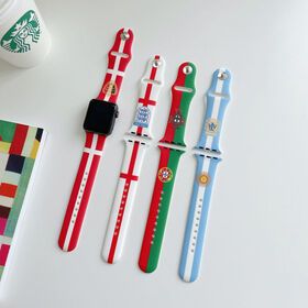 Wholesale World Cup 32 Football Team National Flag Wristband Sports Strap Colorful Printed Silicone Watch Band For Apple 49mm