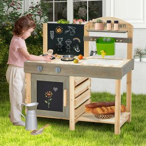 Outdoor Kids Mini Role Toy Play Set Kids Pretend  Play Home Mini Kitchenware Outdoor Wooden Set Kitchen Toys