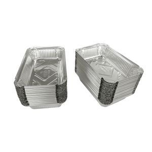 Disposable Aluminum Foil Food Container With Lids Bbq Rectangle Lunch Box Aluminium Foil Tray