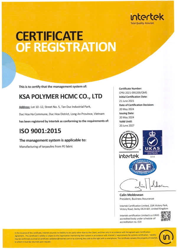KSA Polymer HCMC Co., Ltd. Polyethylene Tarpaulin