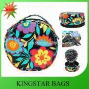 Beauty case cosmetic
1) Cotton outside fabric, polyester lining
2) 18.5*17.5*8.6cm, MOQ1,000pcs
3
