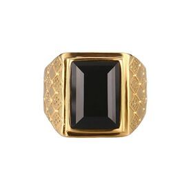 Ring Black Gold Diamond Agate Stainless Steel Plated Titanium Steel Designs for Men Metal CLASSIC Engagement Ring Geometric 18mm