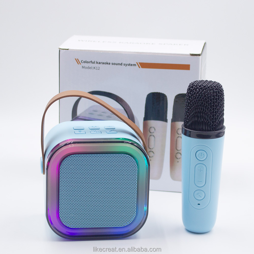 K12 Mini Portable Audio integrated Microphone Home singing Karaoke Family Wireless BT Outdoor Portable Speaker with mics