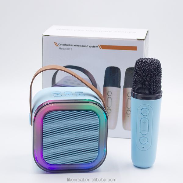 K12 Mini Portable Audio integrated Microphone Home singing Karaoke Family Wireless BT Outdoor Portable Speaker with mics