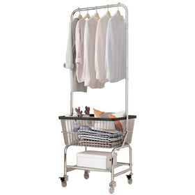 Hot Sale 3 Foldable Metal Shelves Dirty Clothes Dirty Laundry Basket Bathroom Storage Rack