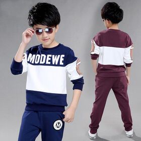 Wholesale Clothes For Kids Autumn Boy Suits Long Sleeve Printing Pullover Two Piece Set Boys Clothes 7 Years to 12 YearsPopular