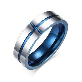 Fashion New Vintage Thin Blue Line Men's Tungsten Rings Tungsten Carbide Rings For Men FashionPopular