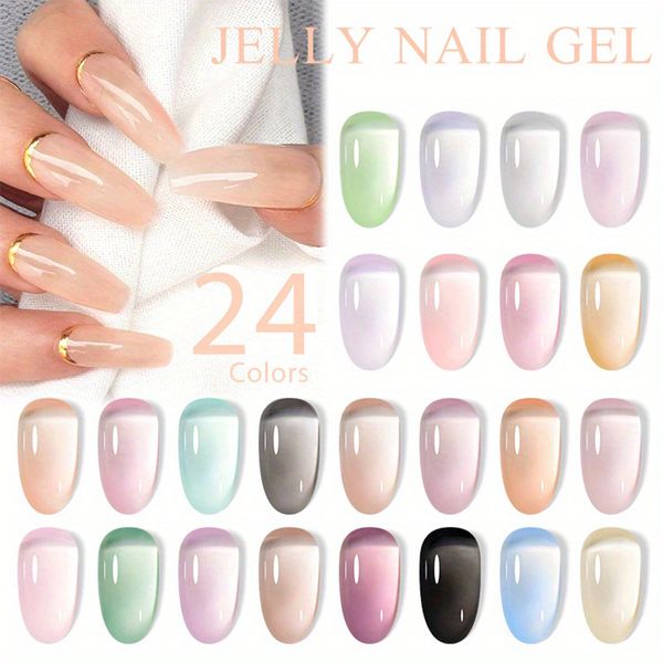 24 Colours Ice Translucent 7.3ml Summer Gel Nail Polish Nude Ice UV Gel Nails Salon Transparent Nail Supplier