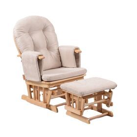 Hot sale Economical Breast feeding Mama Soothe Wood Reclining Padded corduroy cover rocking ottoman storkcraft glider chair