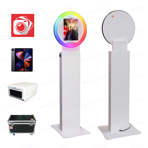 Wedding photo booth self Surface Pro photo booth iPad selfie photobooth machine with round LED RGB ring light and flight case