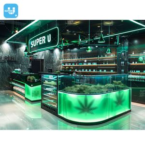 Custom Grow Wape Furniture Supplies Cigar Tobacco Dispensary Display Cabinet Glass Mall Kiosk Smoke Shop Counter Showcase