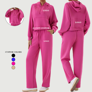 Custom Logo Hoodie sports suit trousers running fitness wear Sweatshirt And Sweatpants Jogger Sets Tracksuit For Women