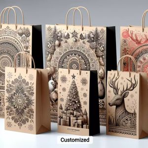 Bulk Custom Printed Kraft Paper Bag With Logo, Brown Kraft Paper Gift bags With Handles