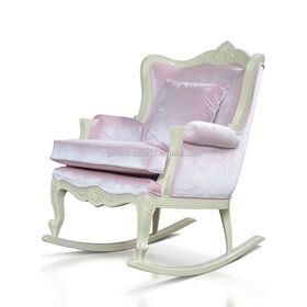 Rocking Chair Baby Cream Painted and Pink Seater from Solid Wood Handmade Nursery Furniture from Indonesia