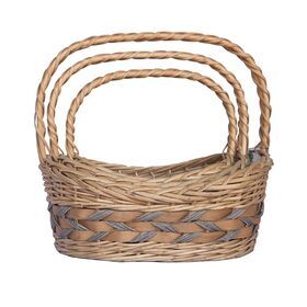 Hot Selling Custom Wicker Fold Able Woven Basket Picnic Tableware Storage  Basket Set Gift Baskets In Bulk