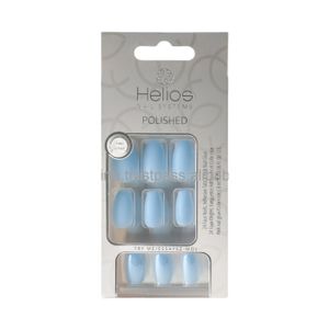 HELIOS 24 pcs full cover matte blue fakenails coffin shape press on nails with Japanese glue