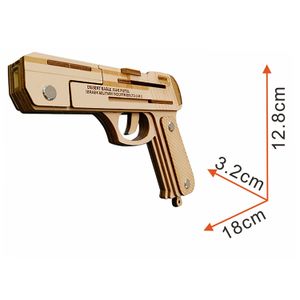 Wooden Puzzle Toys Assembly Wooden Jigsaw Woodcraft Revolver Gun Rubber Band Gun Pistol Handgun 3D DIY Wood Puzzles