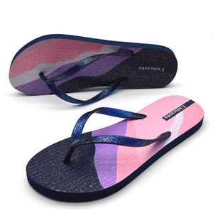Ladies Soft Sole Flip Flops Autumn Outdoor Fashion Trend Beach Slippers with Printed Design