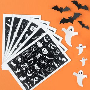 New Halloween Glitter Tattoo Stencils spider Pumpkin Stencils Temporary Tattoo Stickers Drawing Templates For Body Art Makeup