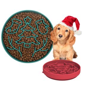 Dog Slow Feeder Bowl Christmas Thames Pet Bowl Christmas Socks Pet Lick Mat Silicone Slow Feeder Bowl
