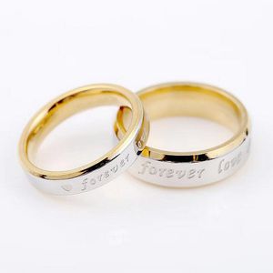 Classic Gold Plated Stainless Steel Rings Forever Love Letter Couple Ring Valentine's Day Gift Wholesale