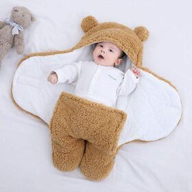 Baby sleeping bag lamb velvet warm sleeping bag newborn winter baby swaddle