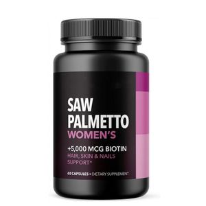 Wholesale Saw Palmetto Capsules 5000 mcg Biotin Supplement DHT Blocker Hair Health Vitamins Hair Saw Palmetto Capsules for Women