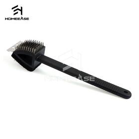 Steel sponge dual bbq brush scraper 3 in 1 portable multi purpose barbecue grill cleaning brush