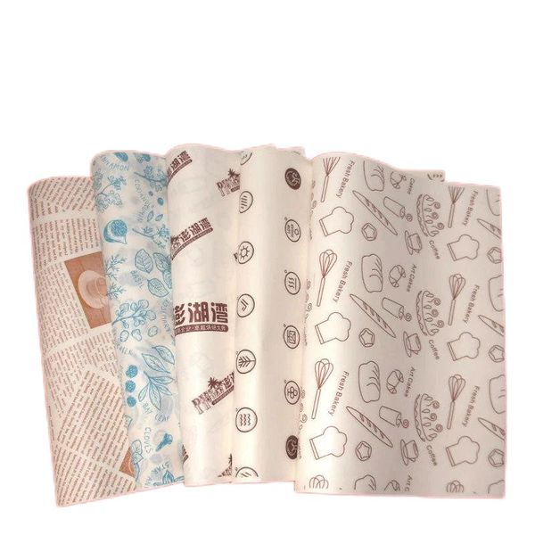 Custom Printed greaseproof paper,high quality food grade grease proof papers raw material, burger wax paper sheets
