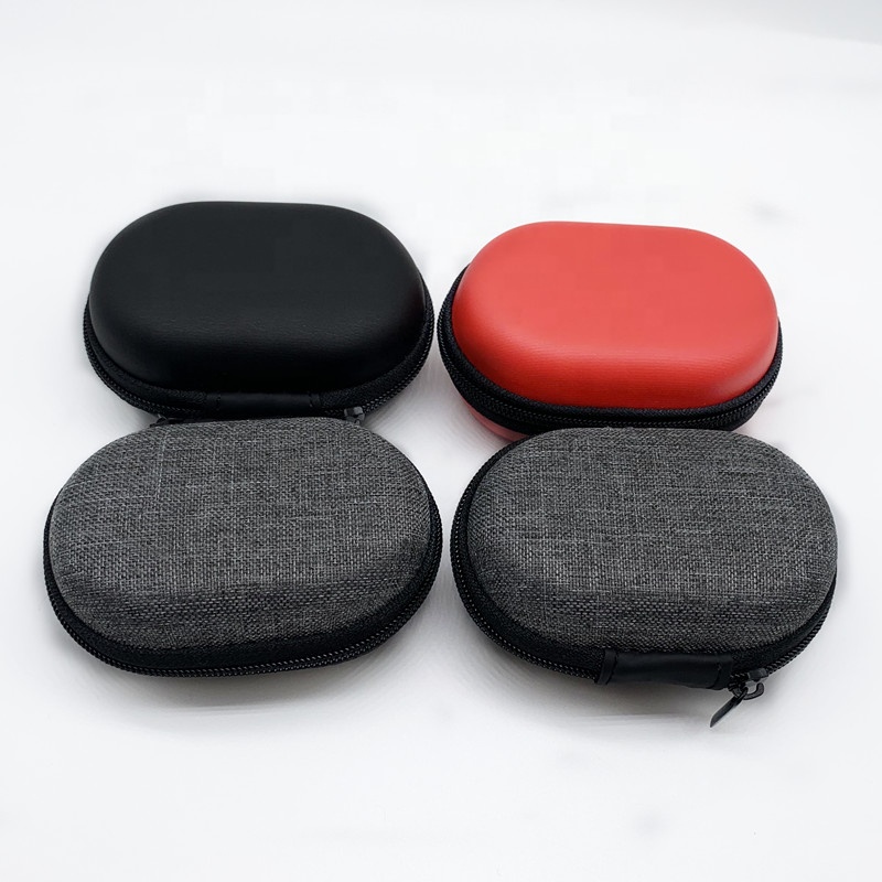 Shenzhen Yeshi Decoration Design Engineering Co., Ltd. Hot sale promotion oval shape zipper eva case personalized earphone hard case small