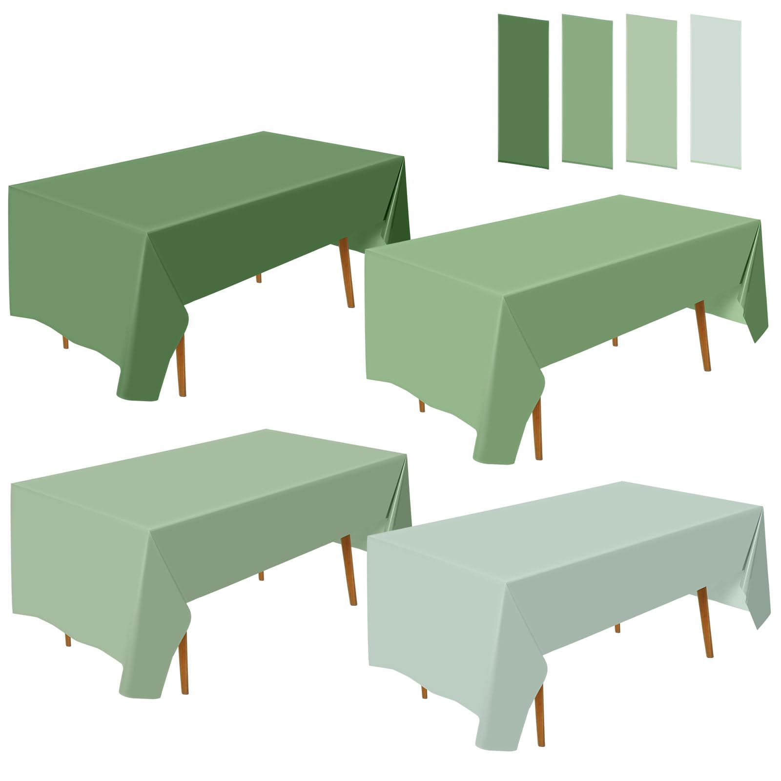 Wholesale Eco-friendly Sage Green Plastic Rectangle Disposable Waterproof Tablecloth for Wedding Baby Shower Birthday Party