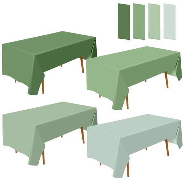 Wholesale Eco-friendly Sage Green Plastic Rectangle Disposable Waterproof Tablecloth for Wedding Baby Shower Birthday Party