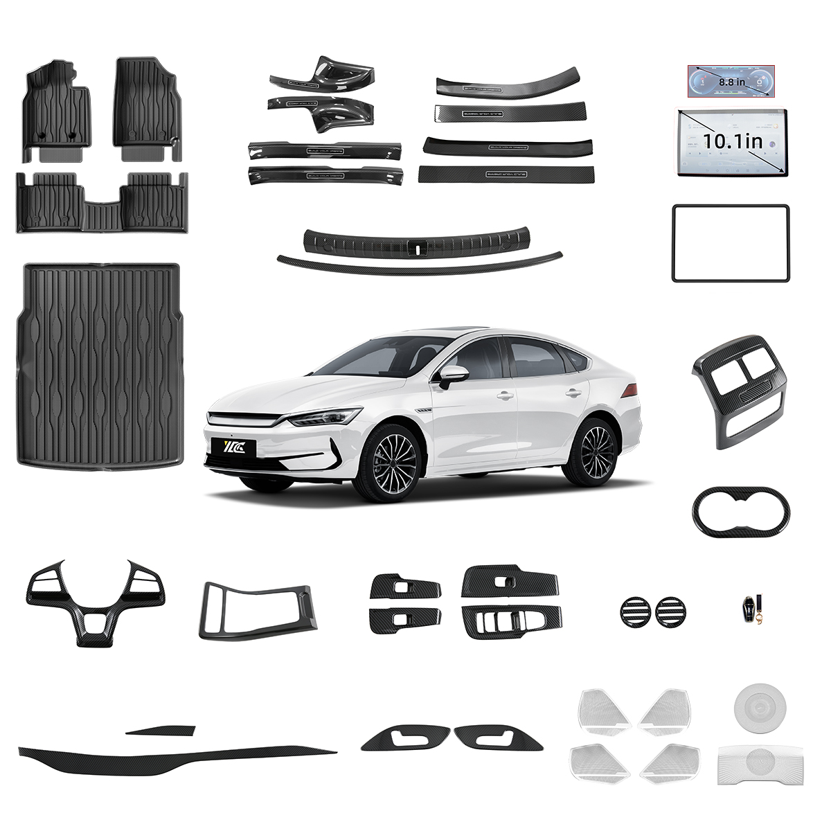 Carbon Fiber Interior Parts Steering Wheel Accessories Gear Switch Cover For Byd Qin Plus Accessory 2024