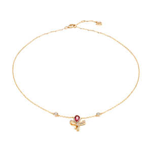 Custom Fine Jewelry 18K Yellow Gold Necklace With High-Quality Ruby Gemstone For Woman With Factory Price