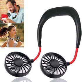 Mini usb foldable portable and wearable sports hanging neck electric fan in stock
