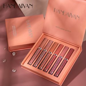 Makeup Gift Sets Matte Lipstick 6pcs Velvet Moisturizing Waterproof Long Lasting Matte Rose Non-Stick Cup Lip Gloss