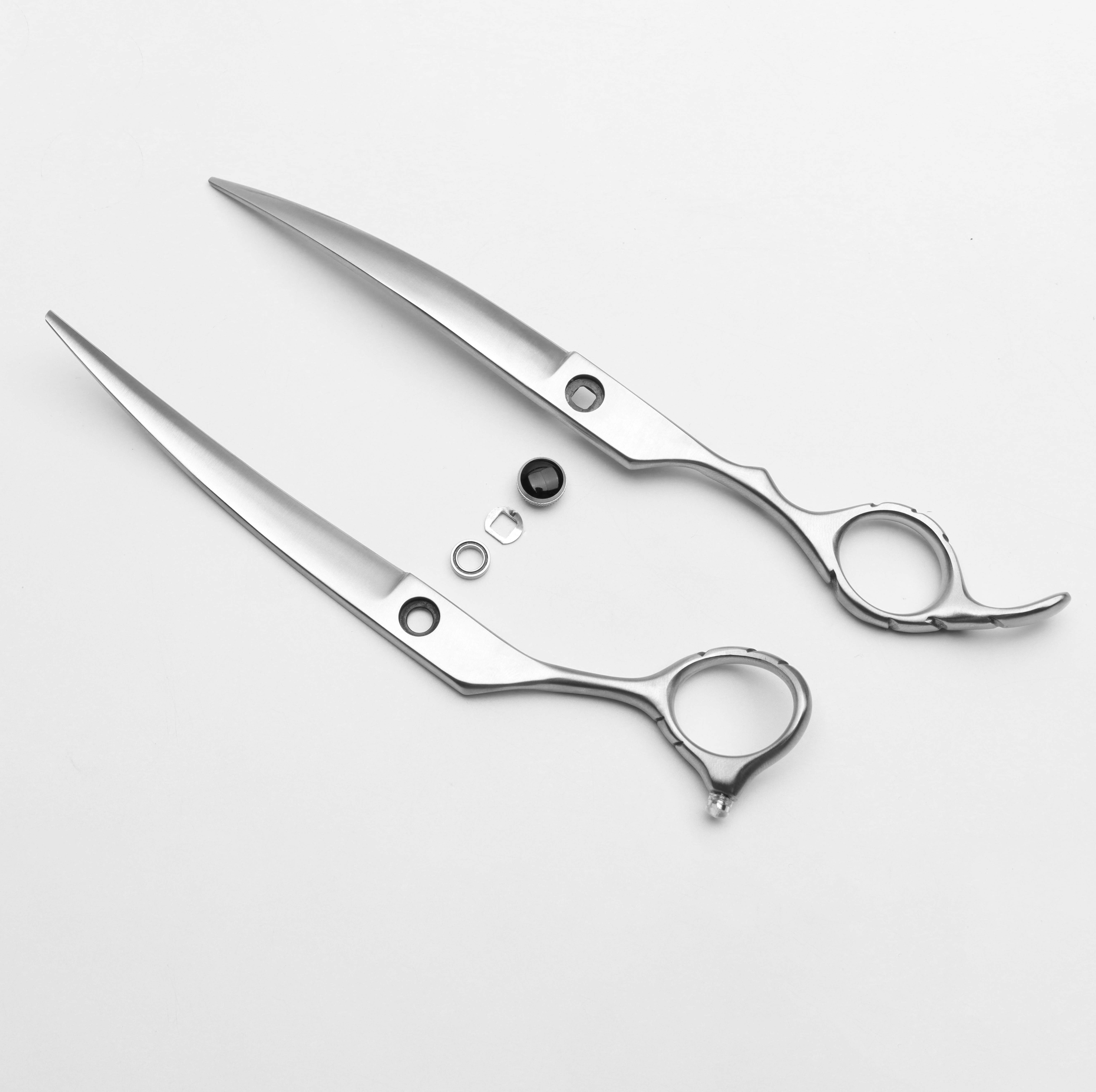Tops pet product curved pet grooming shears with ball bearing dog grooming curved scissors