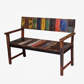 Indonesian eco friendly home furniture and decoration wooden Outdoor Bench handmade of Recycled Boat Wood