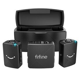 Fifine M9 Wireless Mic Clip on Lavalier Bluetooth Microphone Cordless Microphone Noise Cancellation Mini Microphone for Phone